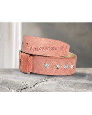Devil Collare  in vero cuoio concia vegetale con Cristalli Swarovski® per cane bulldog inglese francese di Bullophilosophy